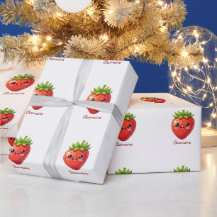 Monogram leuke aardbei kawaii cadeaupapier