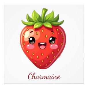 Monogram leuke aardbei kawaii foto afdruk