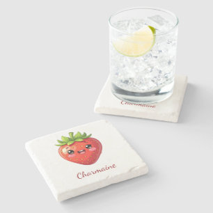 Monogram leuke aardbei kawaii stenen onderzetter