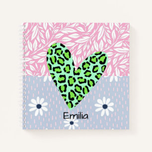 Monogram leuke pastel bloemmotief roze blauw notitieboek
