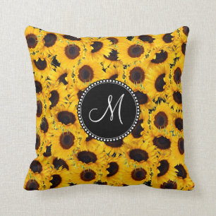 Monogram Levendige mooie zonnebloemen Kussen
