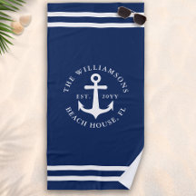 Monogram licht marineblauw wit anker nautisch