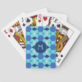 Monogram lichtblauwe tegels speelkaarten (Achterkant)