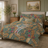 Monogram lichtblauwe William Morris bloem Marigold Kussensloop