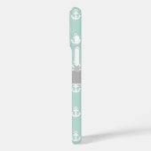 Monogram lichte Blauwgroen witte grijze scheepsank Case-Mate iPhone Case (Achterkant / Links)