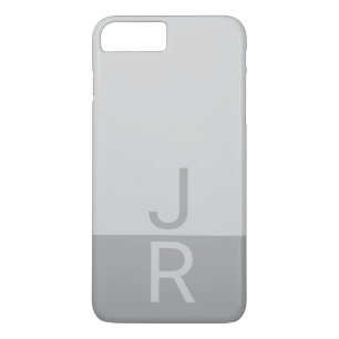 Monogram lichte grijze en grijze moderne Initialen iPhone 8 Plus / 7 Plus Hoesje