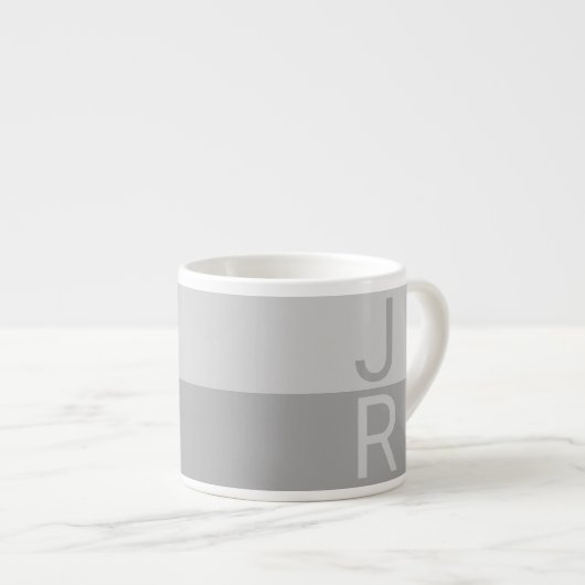 Monogram lichte grijze en grijze moderne Initialen Espresso Kop (Voorkant rechts)