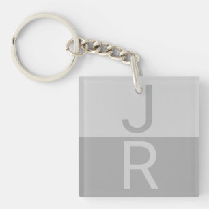 Monogram lichte grijze en grijze moderne Initialen Sleutelhanger
