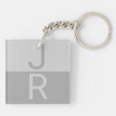 Monogram lichte grijze en grijze moderne Initialen Sleutelhanger (Achterkant)