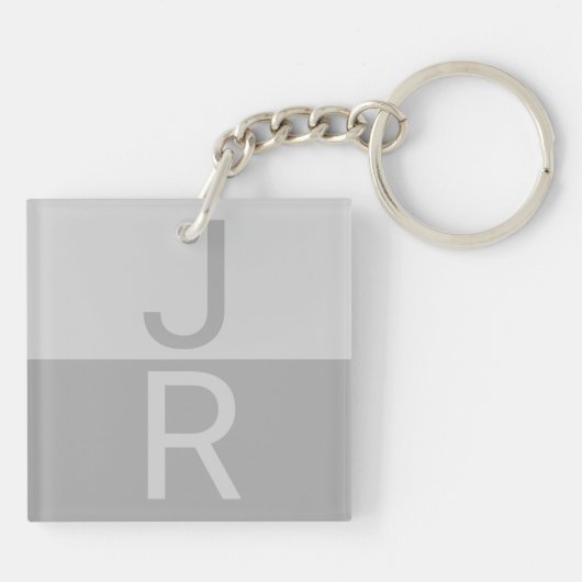 Monogram lichte grijze en grijze moderne Initialen Sleutelhanger (Achterkant)