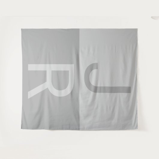 Monogram lichte grijze en grijze moderne Initialen Wandkleed (Voorkant (horizontaal))