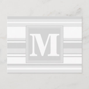 Monogram lichtgrijze strepen briefkaart