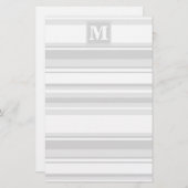 Monogram lichtgrijze strepen briefpapier (Voorkant / Achterkant)