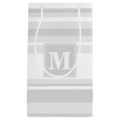 Monogram lichtgrijze strepen klein cadeauzakje (Voorkant)