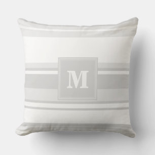 Monogram lichtgrijze strepen kussen