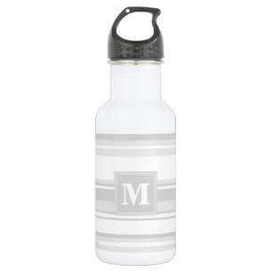 Monogram lichtgrijze strepen waterfles