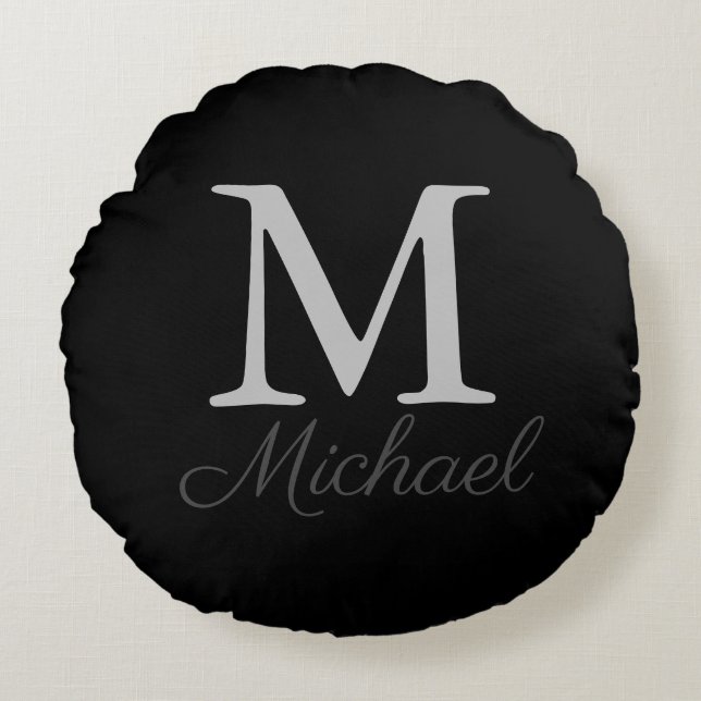 Monogram lichtmist rond kussen (Voorkant)