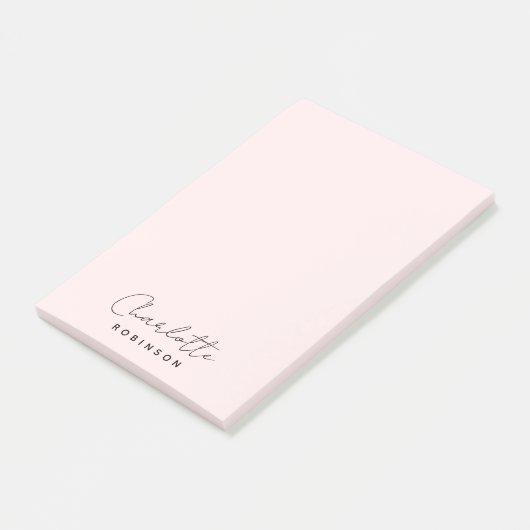 Monogram Lichtroze Modern Minimalist Post-it® Notes (Schuin)