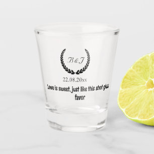 Monogram Liefde is lief, huwelijksgunsten voor gas Shot Glas