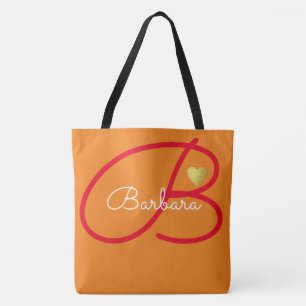 Monogram liefde oranje kleur draagtas