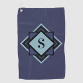 Monogram Light Blue Navy Blue Diamond Golfhanddoek (Voorkant)