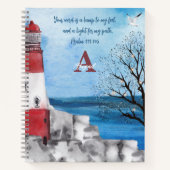 Monogram Lighthouse Waterverf Scène Scripting Notitieboek (Voorkant)