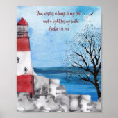 Monogram Lighthouse Waterverf Scène Scripting Poster (Voorkant)