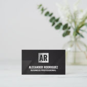 Monogram | lijnenpatroon | Black Visitekaartje (Staand voorkant)