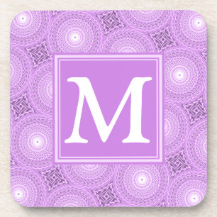Monogram lila circuitpatroon van paars drankjes onderzetter