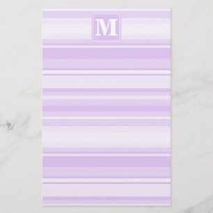 Monogram lila strepen briefpapier