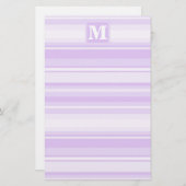 Monogram lila strepen briefpapier (Voorkant / Achterkant)