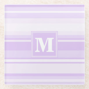 Monogram lila strepen glazen onderzetter