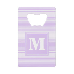 Monogram lila strepen kredietkaart flessenopener