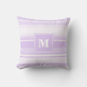 Monogram lila strepen kussen