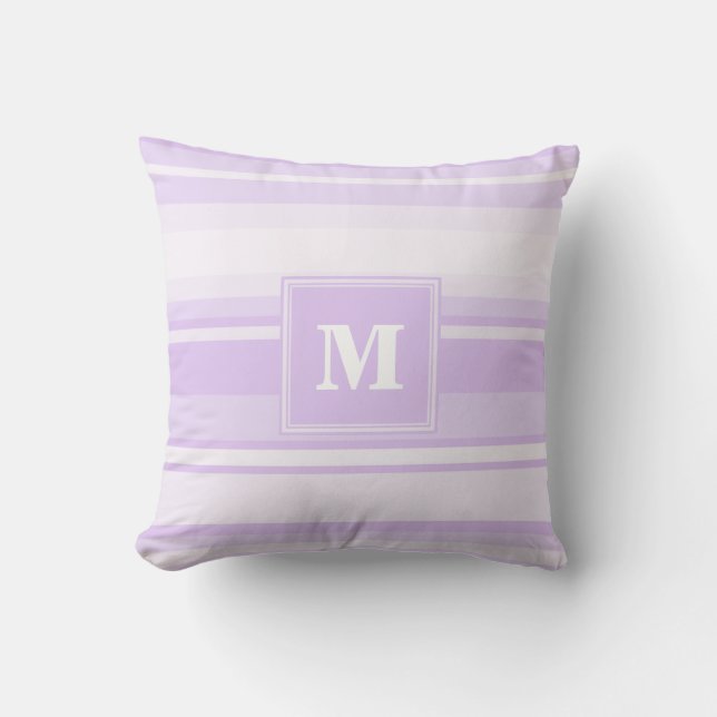 Monogram lila strepen kussen (Voorkant)