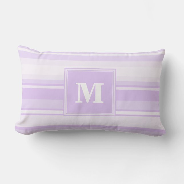 Monogram lila strepen kussen (Voorkant)
