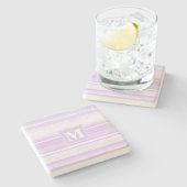 Monogram lila strepen stenen onderzetter (Zijkant)