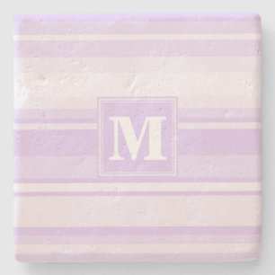 Monogram lila strepen stenen onderzetter
