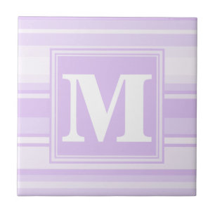 Monogram lila strepen tegeltje