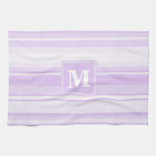 Monogram lila strepen theedoek
