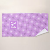 Monogram lilac purple circles pattern badhanddoek (Badhanddoek)