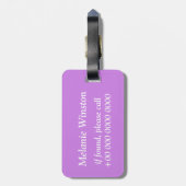 Monogram lilac purple circles pattern bagagelabel (Achterkant verticaal)