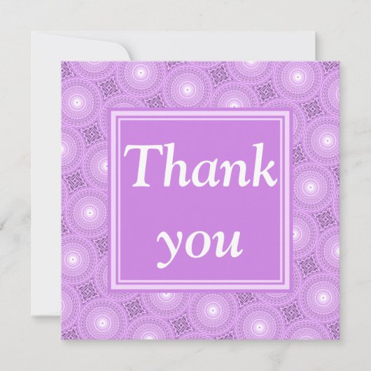 Monogram lilac purple circles pattern bedankkaart (Voorkant)