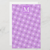 Monogram lilac purple circles pattern briefpapier (Voorkant / Achterkant)