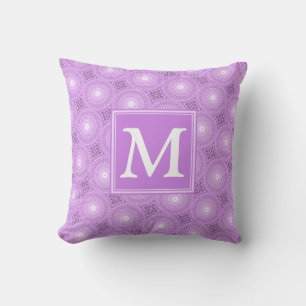 Monogram lilac purple circles pattern kussen