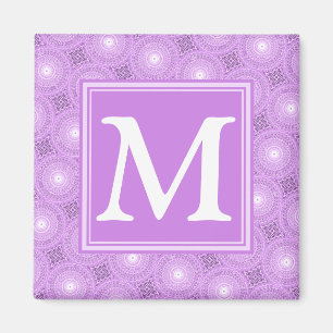 Monogram lilac purple circles pattern magneet