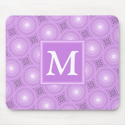 Monogram lilac purple circles pattern muismat (Voorkant)