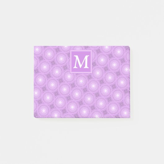 Monogram lilac purple circles pattern post-it® notes (Voorkant)