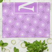 Monogram lilac purple circles pattern theedoek (Gevouwen)
