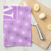 Monogram lilac purple circles pattern theedoek (Quarter Fold)